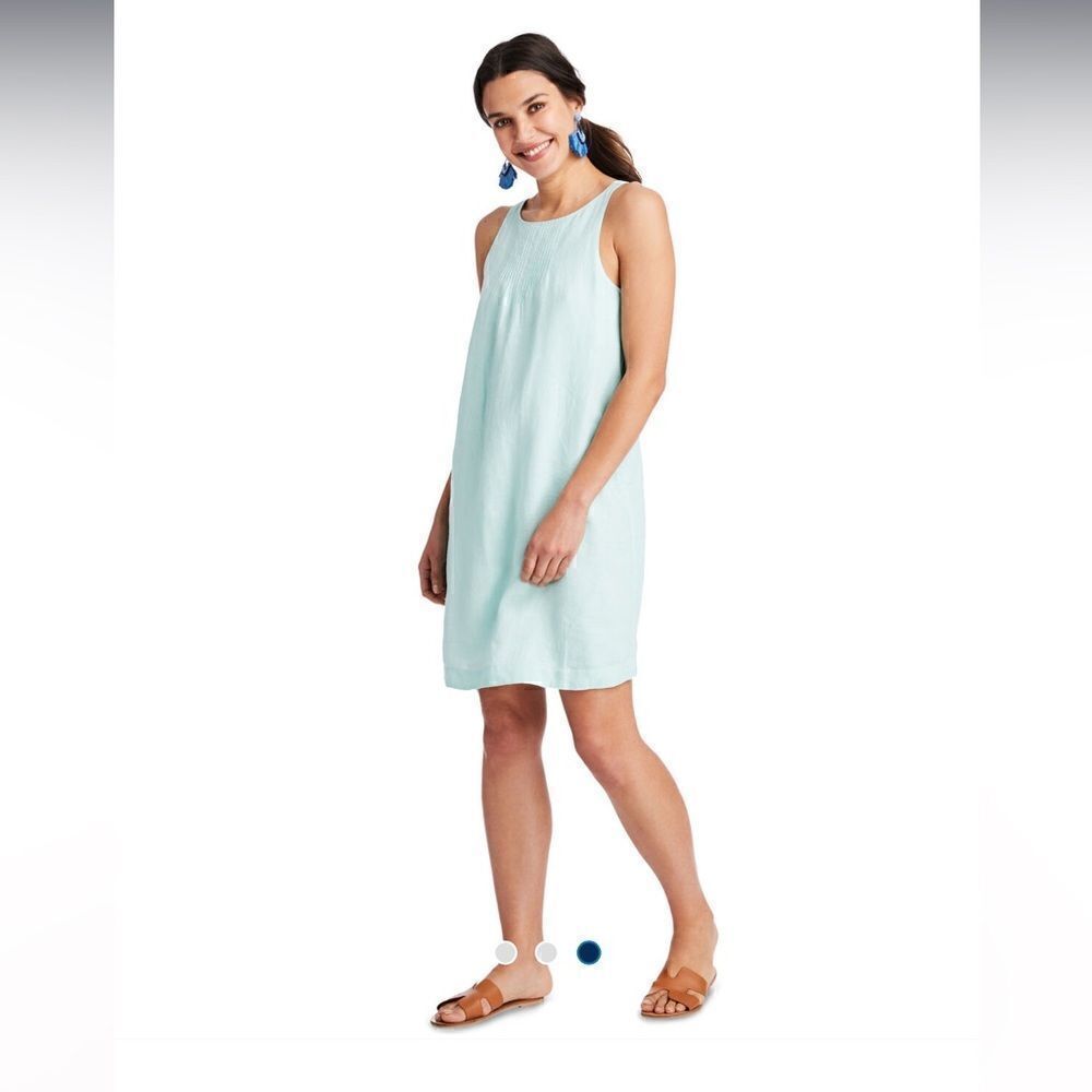 NWT VINEYARD VINES  Linen Pintuck Cisco Swing Dress Women’s Size 4 Crystal Blue